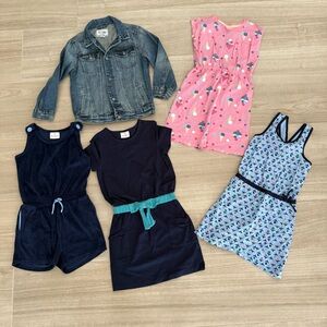 Hanna Andersson Girls Dresses /Romper and Children’s Place Jean Jacket Bundle